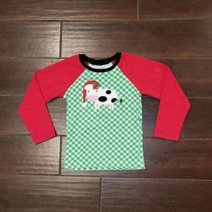 5 Ricrac and Ruffles Christmas Cow Long Sleeve Shirt